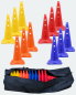 Preview: Kegel-50-Set, 12 Kegel in 4 Farben mit Tragetasche