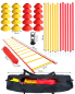 Preview: Koordinations-Set XL, 20 Markiermulden, 12 Slalomstangen 100 cm, Koordinationsleiter 6 m & Tragetasche 110