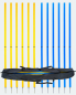 Preview: Slalom pole set 12 pieces, 32mm, 180cm, with bag yellow/blue