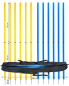 Preview: Slalom pole set 12 pieces, 32mm, 180cm, with bag yellow/blue