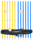 Preview: Slalom pole set 12 pieces, 32mm, 180cm, with bag yellow/blue