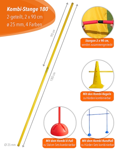 Preview: Combination pole 180 cm, 4 colors