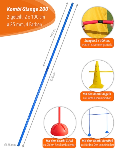 Preview: Combination pole 200 cm, 4 colors