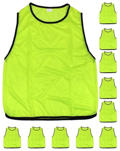 11 x Training Bibs for youth with Carrying Holder, yellow