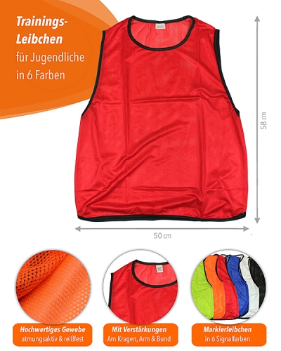 Preview: 11 x Training Bibs for youth with Carrying Holder, red