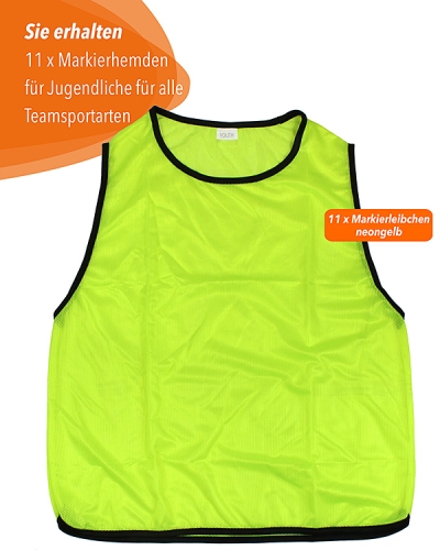11 x Training Bibs for youth with Carrying Holder, yellow