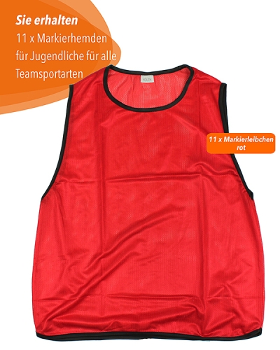11 x Training Bibs for youth with Carrying Holder, red