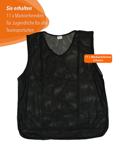 11 x Training Bibs for youth with Carrying Holder, black