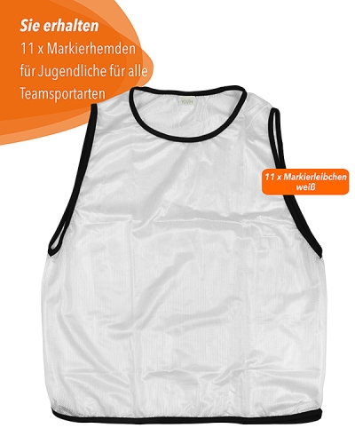 11 x Training Bibs for youth with Carrying Holder, white