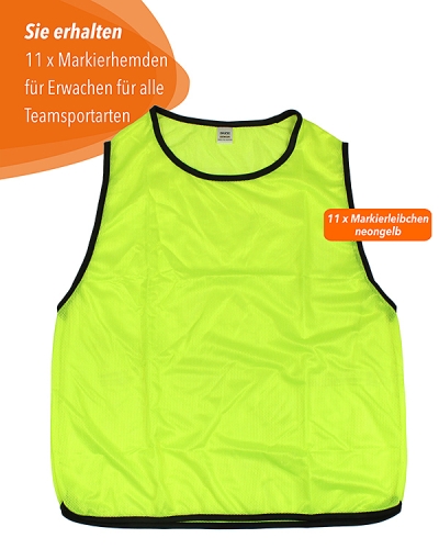 11 x Training Bibs for Adults with Carrying Holder, yellow