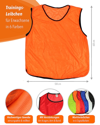 Preview: 11 x Training Bibs for Adults with Carrying Holder, orange