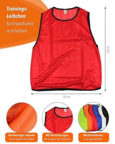 Preview: 11 x Training Bibs for Adults with Carrying Holder, red