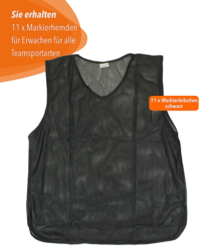 11 x Training Bibs for Adults with Carrying Holder, black