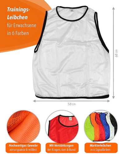 Preview: 11 x Training Bibs for Adults with Carrying Holder, white