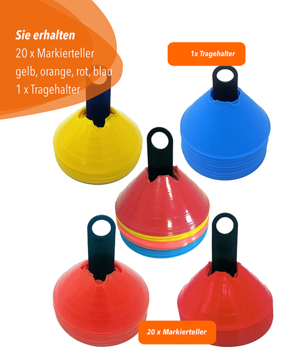 Marking troughs with carrying holder, 20 pieces, 4 colors