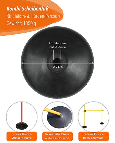 Preview: Disc base made of hard rubber for poles with ø 25 mm