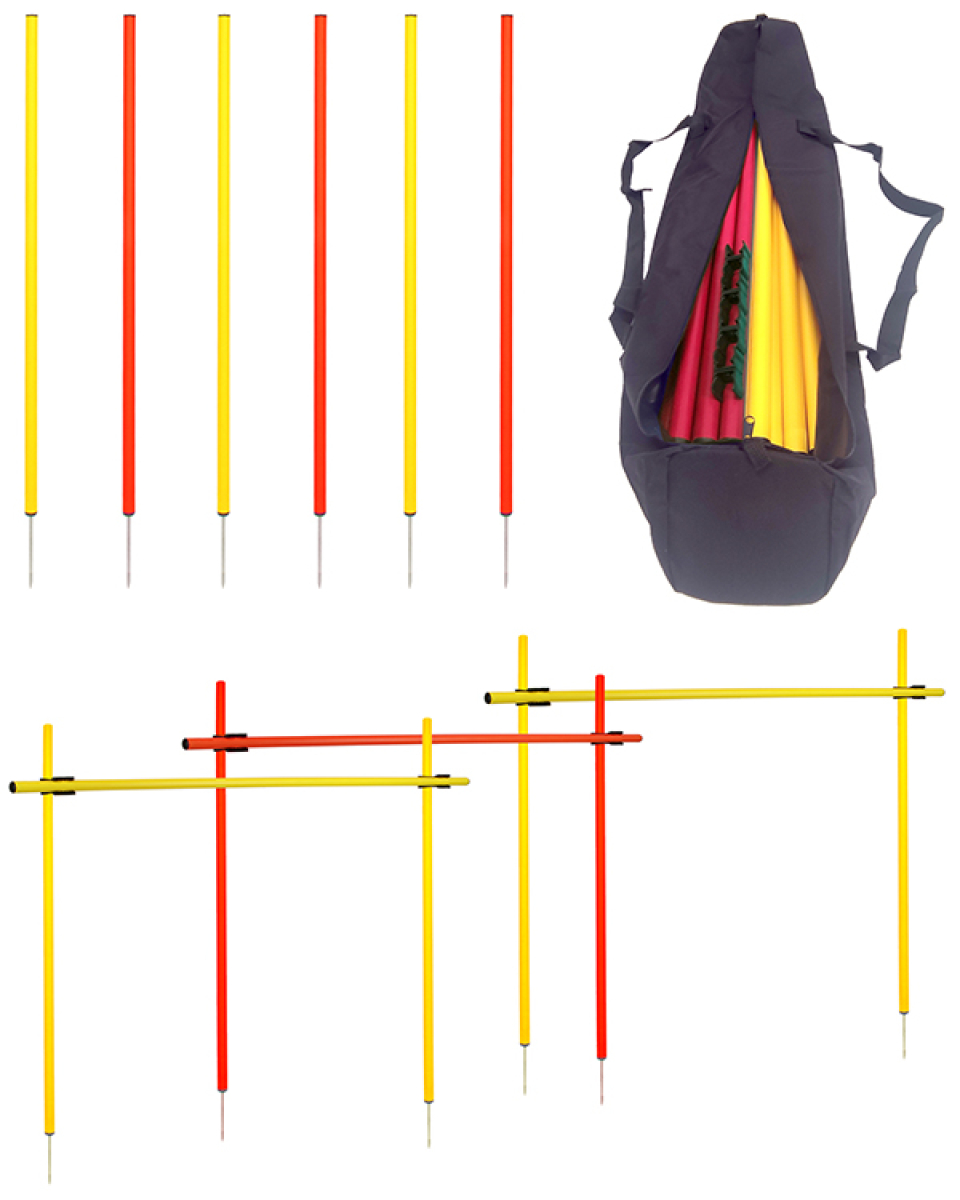 Slalom- & Hurdles-Set with slalom poles, jump hurdles & bag