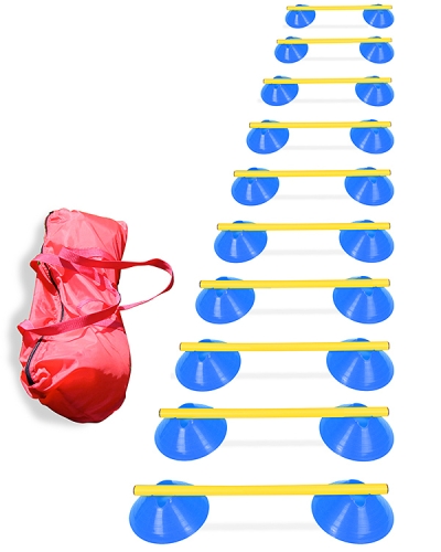Mini hurdles Set of 10 with 50 cm poles & carrying bag