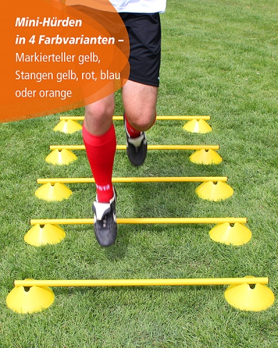 Mini hurdles set of 5 with 100 cm poles, troughs & poles in 4 colors, Cavaletti
