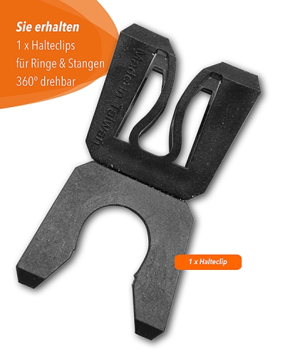 Combination clip for rings and poles ø 25 mm