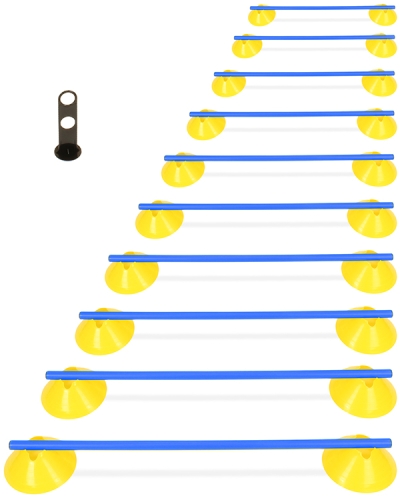 Mini hurdles set of 10 with carrying holder & 100 cm poles, troughs & poles in 4 colors
