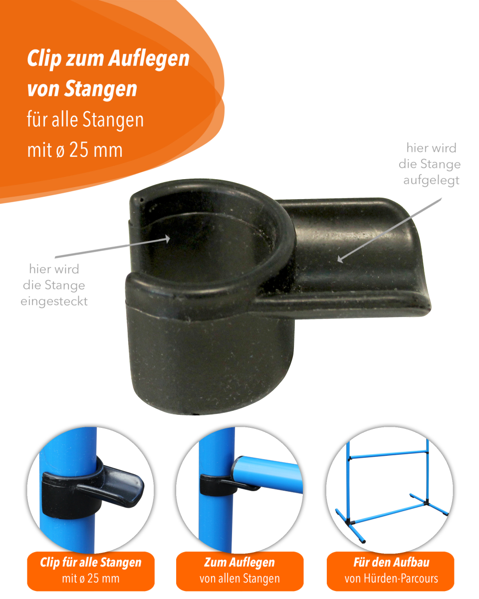 Clip for placing poles ø 25 mm