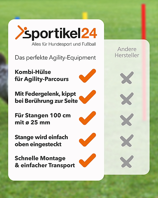 Tilting base made of shatter-proof plastic – with ground spike & metal joint – for poles ø25mm