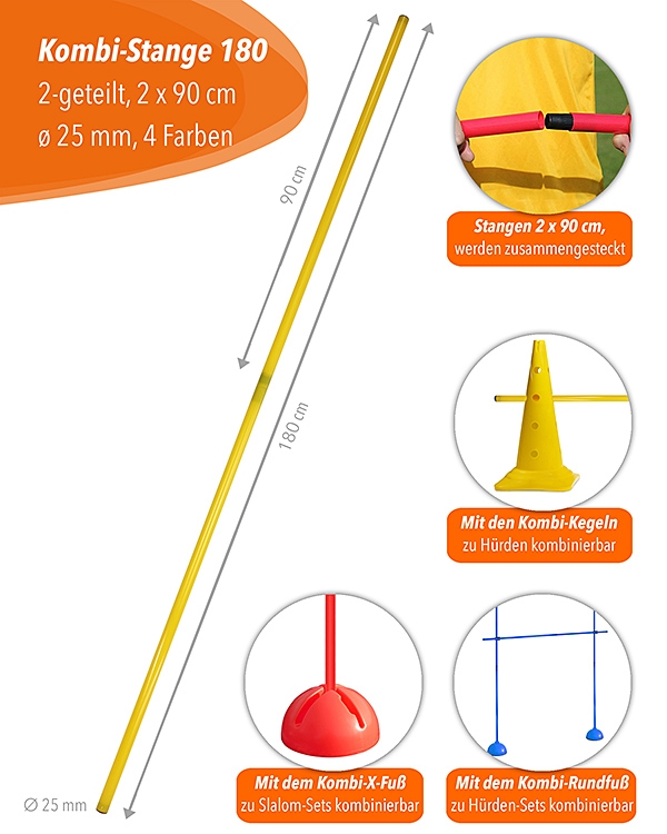 Combination pole 180 cm, 4 colors