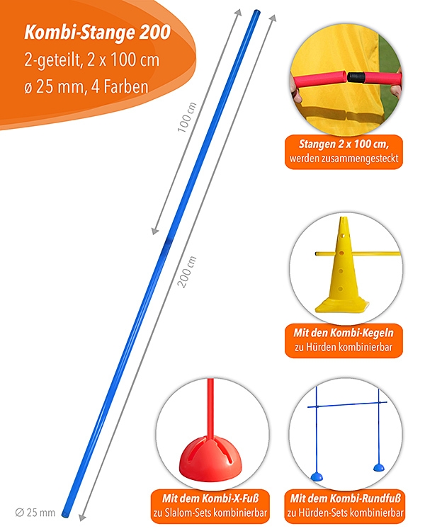 Combination pole 200 cm, 4 colors