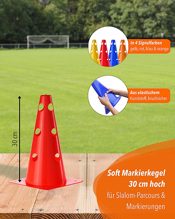 Cone hurdle set of 5 with carrying bag, cones & poles in 4 colors
