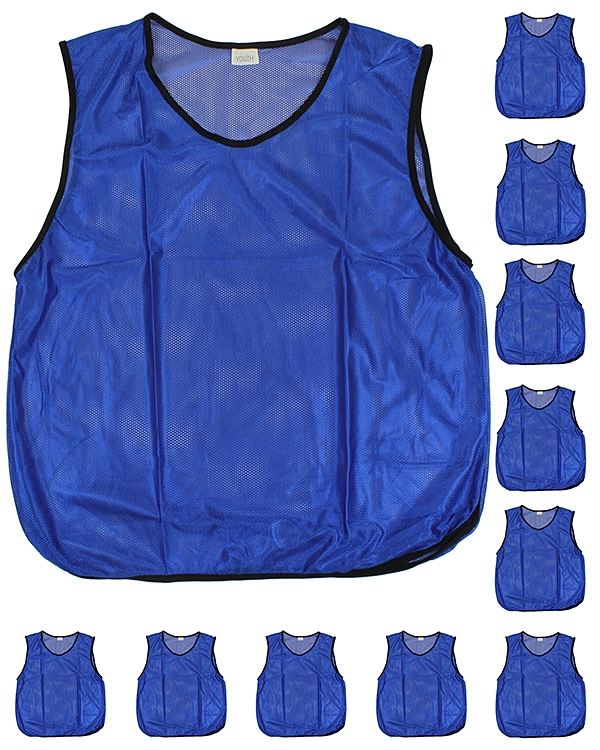 11 x Training Bibs for youth with Carrying Holder, blue