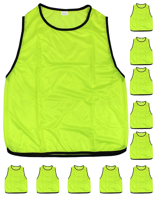 11 x Training Bibs for youth with Carrying Holder, yellow
