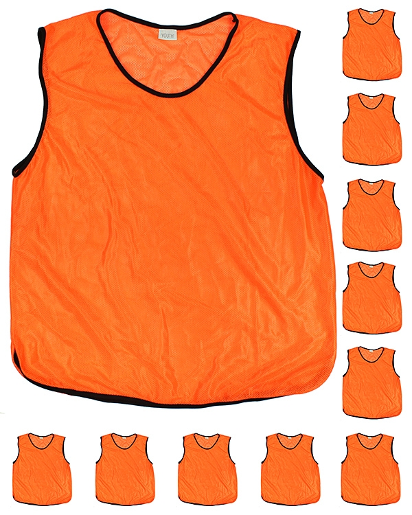 11 x Training Bibs for youth with Carrying Holder, orange