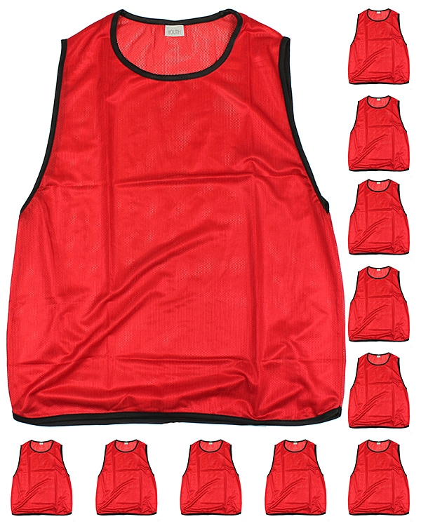 11 x Training Bibs for youth with Carrying Holder, red