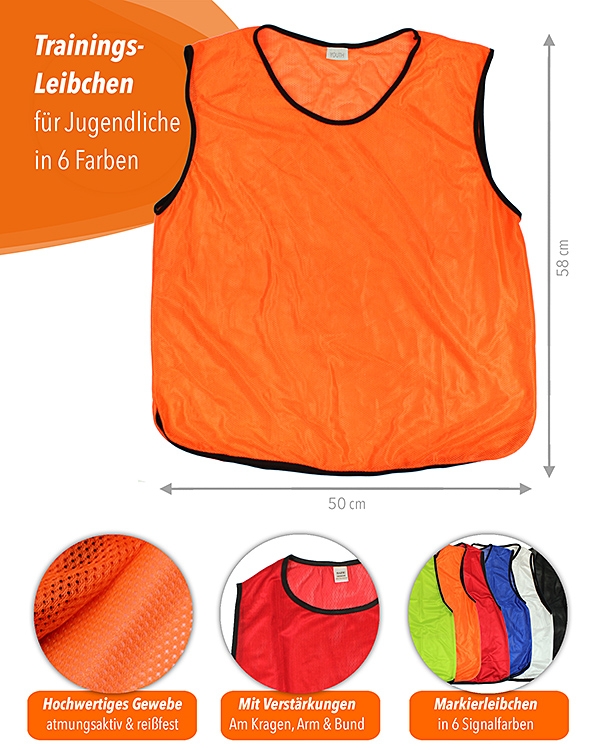 11 x Training Bibs for youth with Carrying Holder, orange