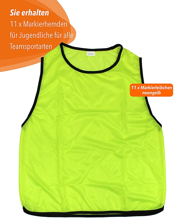 11 x Training Bibs for youth with Carrying Holder, yellow