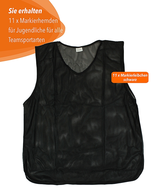 11 x Training Bibs for youth with Carrying Holder, black