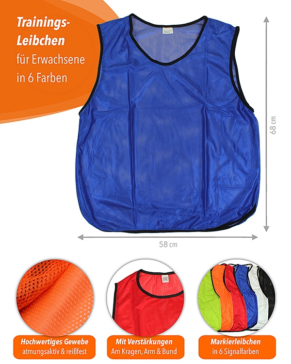 11 x Training Bibs for Adults with Carrying Holder, blue