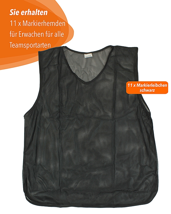 11 x Training Bibs for Adults with Carrying Holder, black