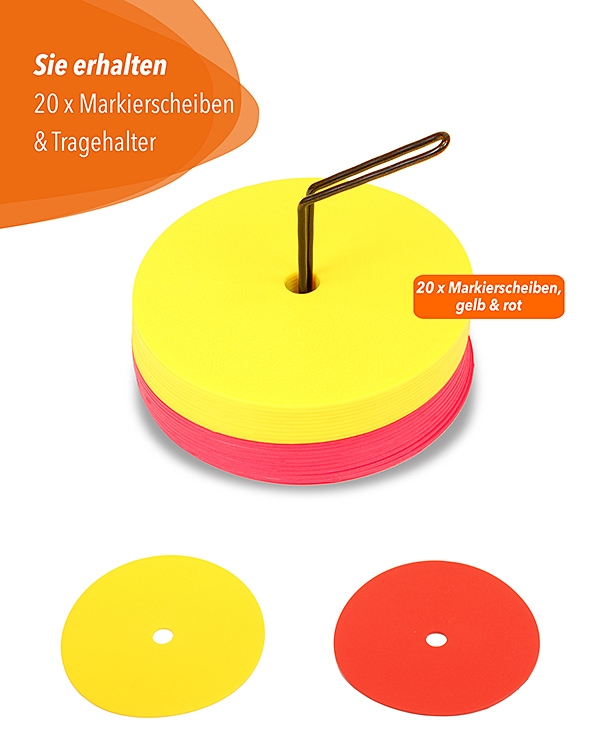 20 Markierscheiben mit Tragehalter