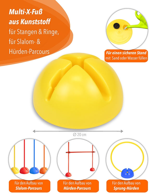 Combination X-foot made of impact-resistant plastic