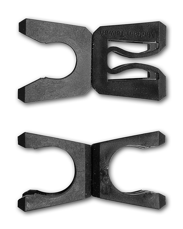 Combination clip for rings and poles ø 25 mm